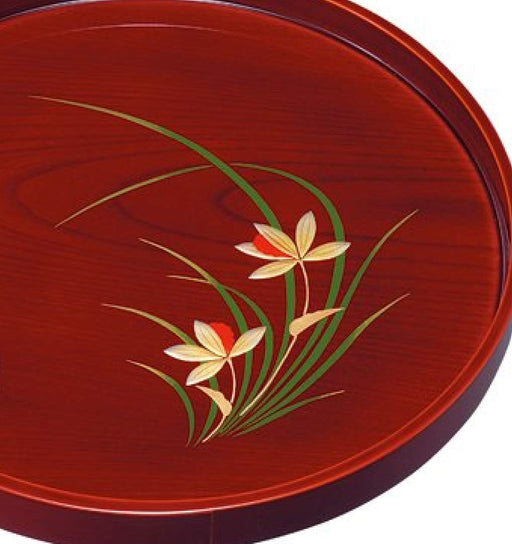 Yamaya Lacquerware Shop 10mm Round Tray Spring Orchid with Leaf Box-Kiichin - The #1 Place for Japanese Goods in Your Hand!