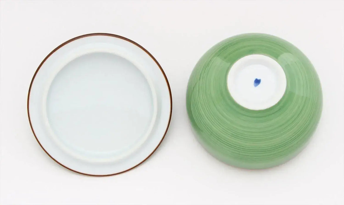 24to3 Nishitomi Ceramics Hasami Ware Green Glaze Cherry Blossom Tea Cup