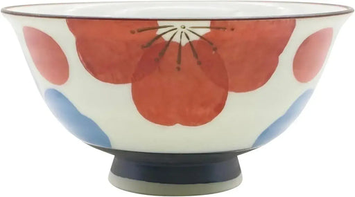 24to3 Nishitomi Ceramics Hasami Ware Rice Bowl Red Floral Dishwasher Safe