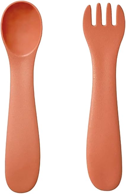 KINTO   Bonbo Orange Spoon & Fork Set for Kids Microwave & Dishwasher Safe