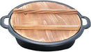 Iwachu Nambu Cast Iron Sukiyaki & Gyoza Pan with Wooden Lid - Authentic Japanese Cookware