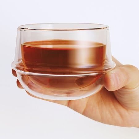 KINTO Kronos 200ml Double Wall Tea Cup Heat Resistant Glass Microwave Safe