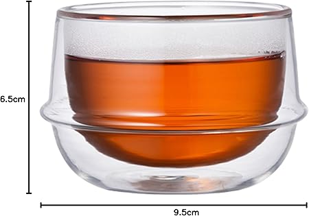 KINTO Kronos 200ml Double Wall Tea Cup Heat Resistant Glass Microwave Safe