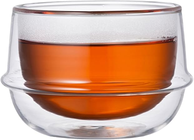 KINTO Kronos 200ml Double Wall Tea Cup Heat Resistant Glass Microwave Safe