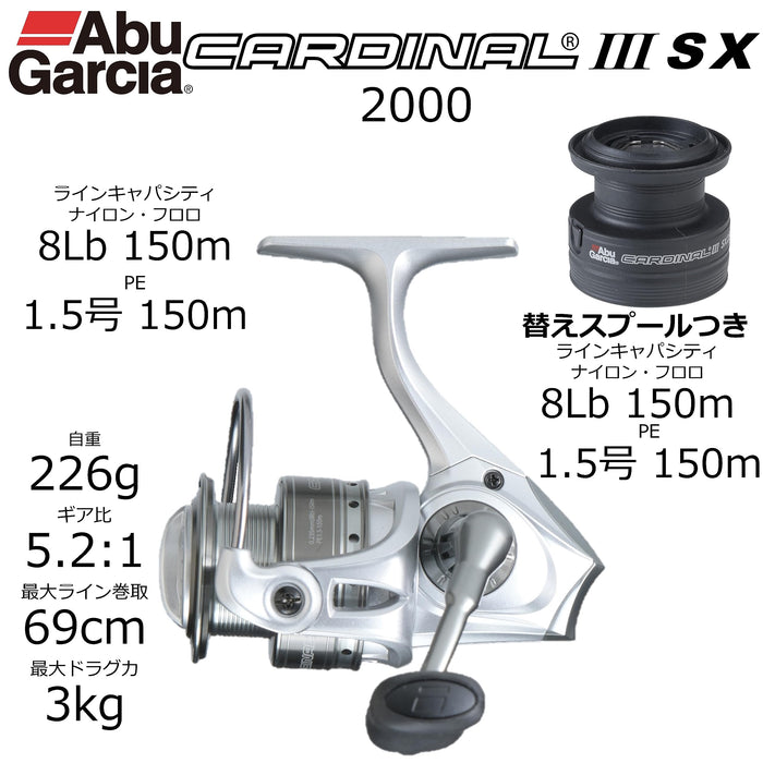 Abu Garcia Cardinal 3 SX Spinning Reel with Various Spools for Lure Fishing Bait Fishing