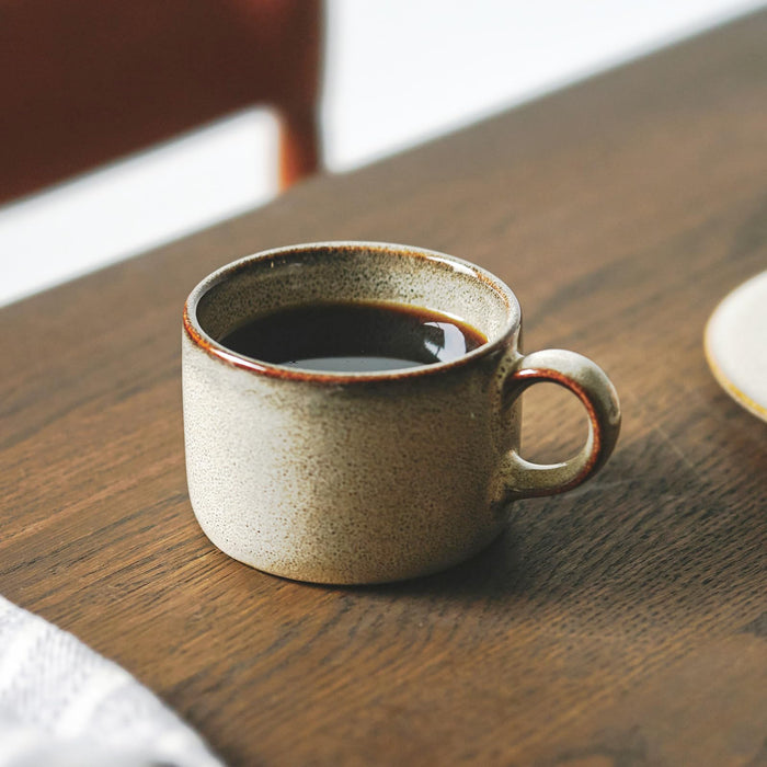 Aito Itsumo Itsumo Beige Coffee Cup Plate Set 250ml Mino Ware Dishwasher Safe