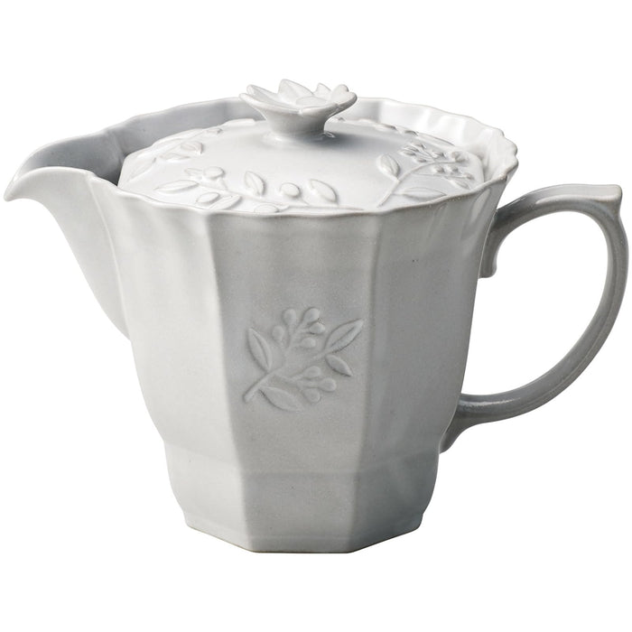 Aito Olive Teapot 430ml White Seto Ware Microwave Dishwasher Safe Made in Japan