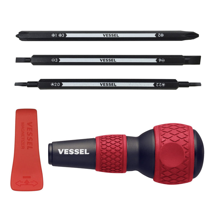 Vessel Ball Grip Screwdriver for Household Versatile 220W-BC3A For 7 Types Philips Flathead Triangular-Kiichin - The #1 Place for Japanese Goods in Your Hand!