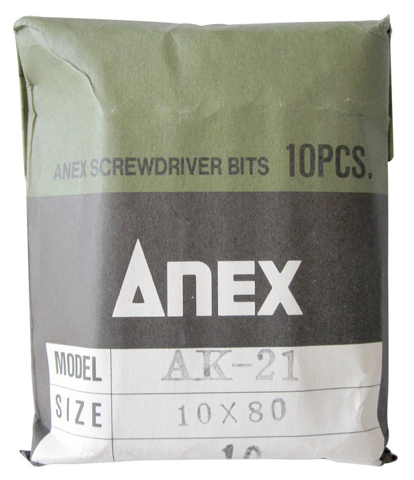 Anex Ak-21 10 件手動衝擊鑽頭套裝，帶 8 毫米六角單頭