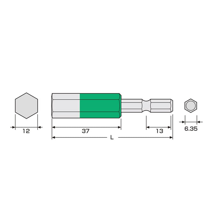 Anex Bit Hex Wrench Single Head 12mm x 65