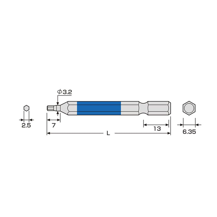 Anex 六角扳手 單頭 2.5mm 寬 150mm 配件工具 (Anex)