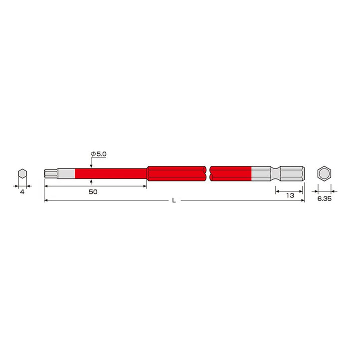 Anex 4mm 六角扳手 Anex 单头工具 - ACHX-4015 对边宽度