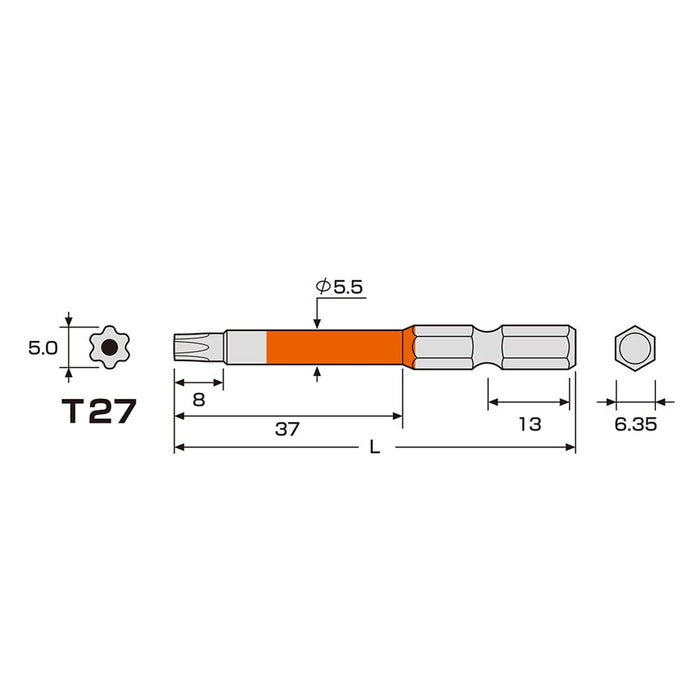 Anex T27X65 六角单头彩色钻头 Anex 工具 Actx-2765