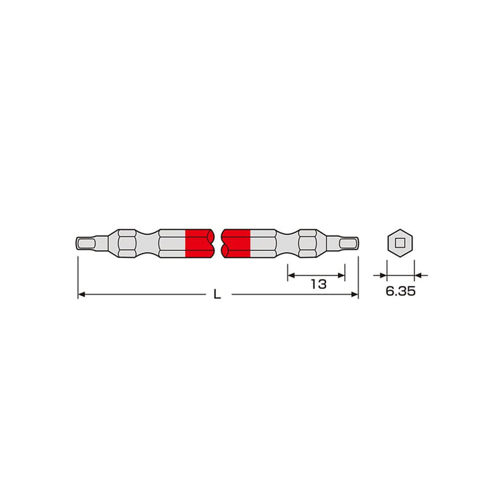 Anex Color Bit Square Double-Head Sq#1 X 65 Set of 2 Model Acs-1165