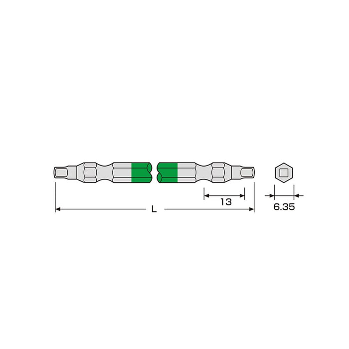 Anex 方形雙頭工具組 Anex 鑽頭方形 Sq#3 x 110 2 件套