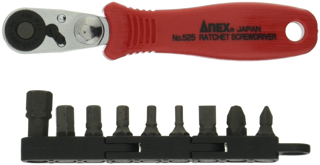 Anex Straight Bit Ratchet Compact 52 Type Set of 10 Bulk 6 Sets No. 525-10B