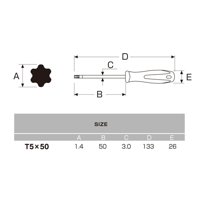 Anex 工具附件驱动器六角凸角 T5X50 无孔 No.6300