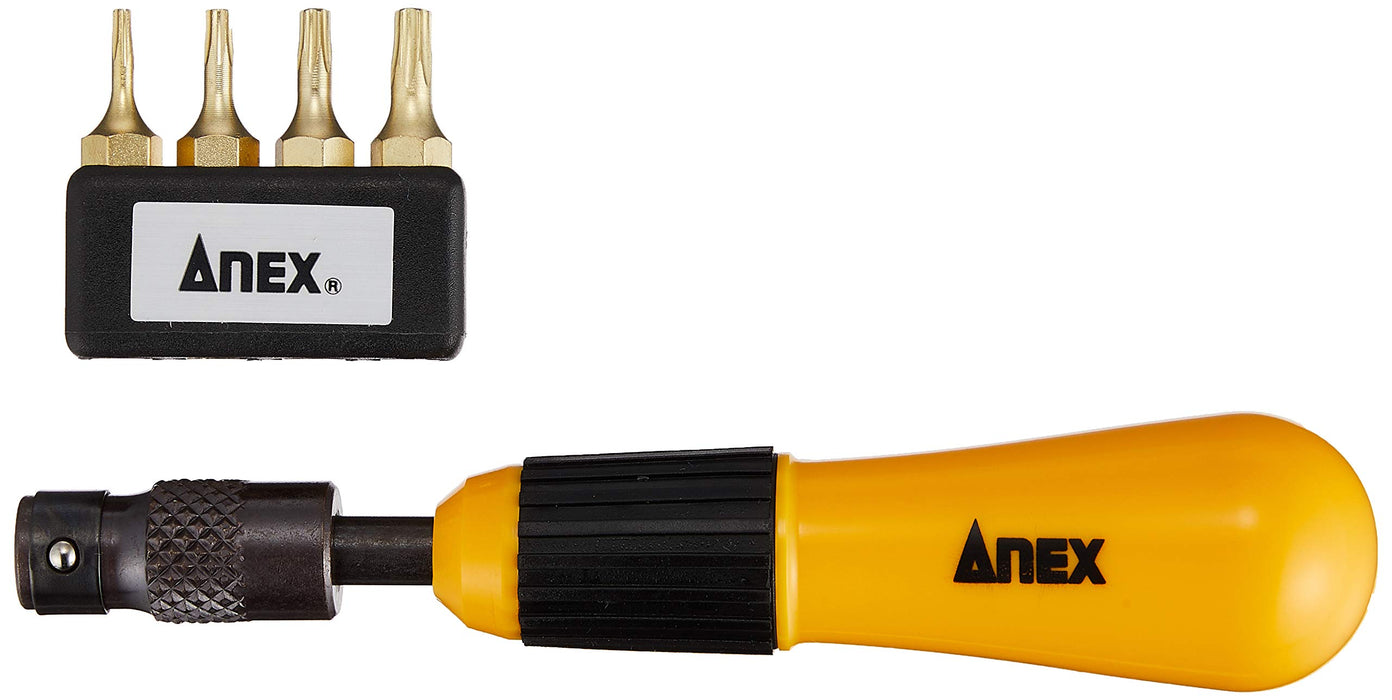 Anex Driver Set Interchangeable Hex Lobe with 4 Bits T6 T8 T10 T15 No.6620 Tool