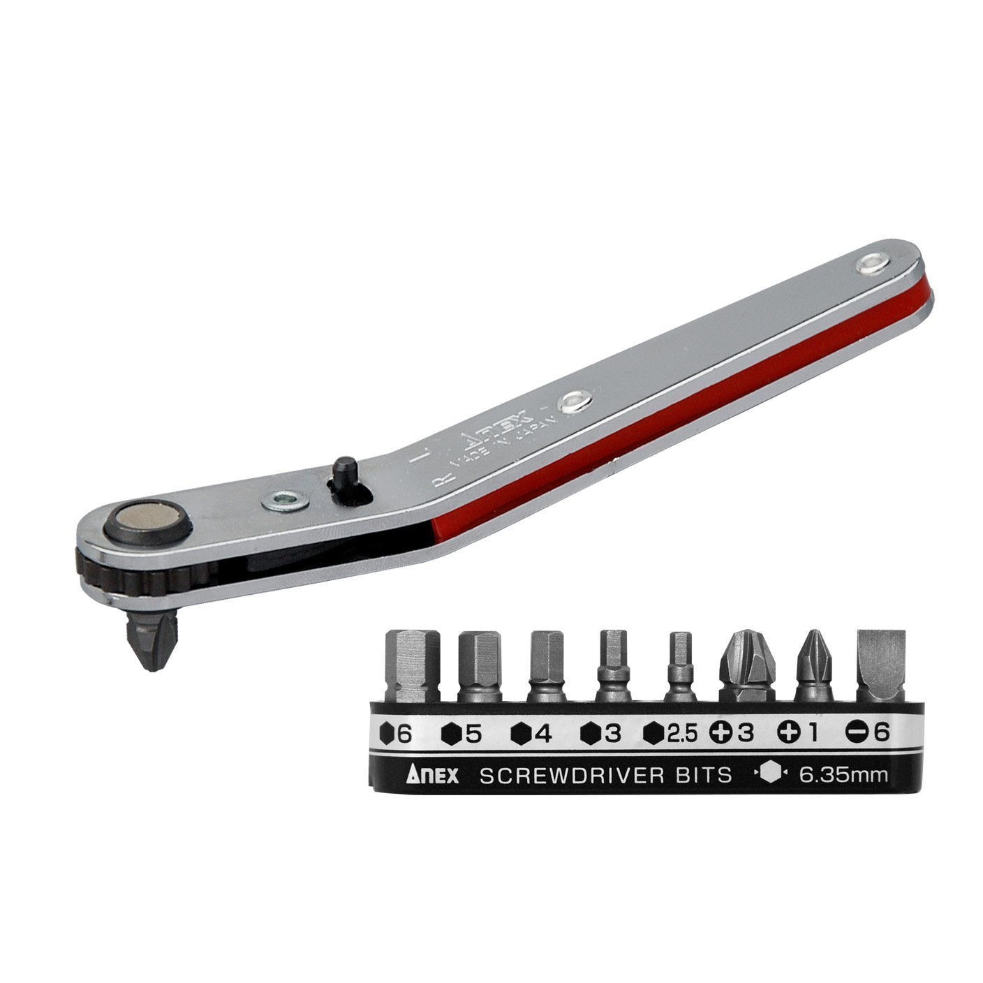 Anex Offset Ratchet Driver 9-Piece Set Head Type Bit Anex No. 429- Bul