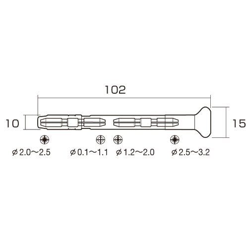 Anex 针式虎钳工具包括可伸缩钻头尺寸 2 2.5 和 3 毫米 No.94