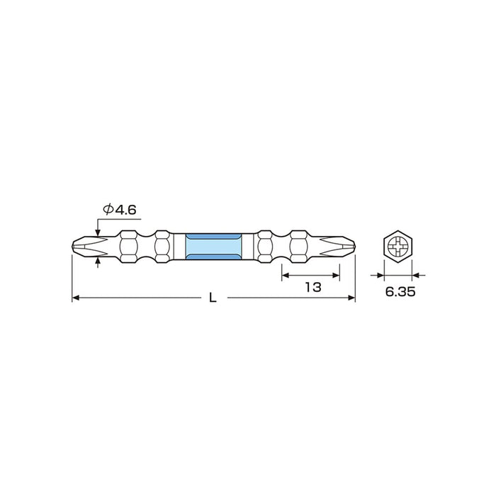 Anex Double-Head Ryutyo Bit Set Slim Plated Finish 2X85 - Set of 2