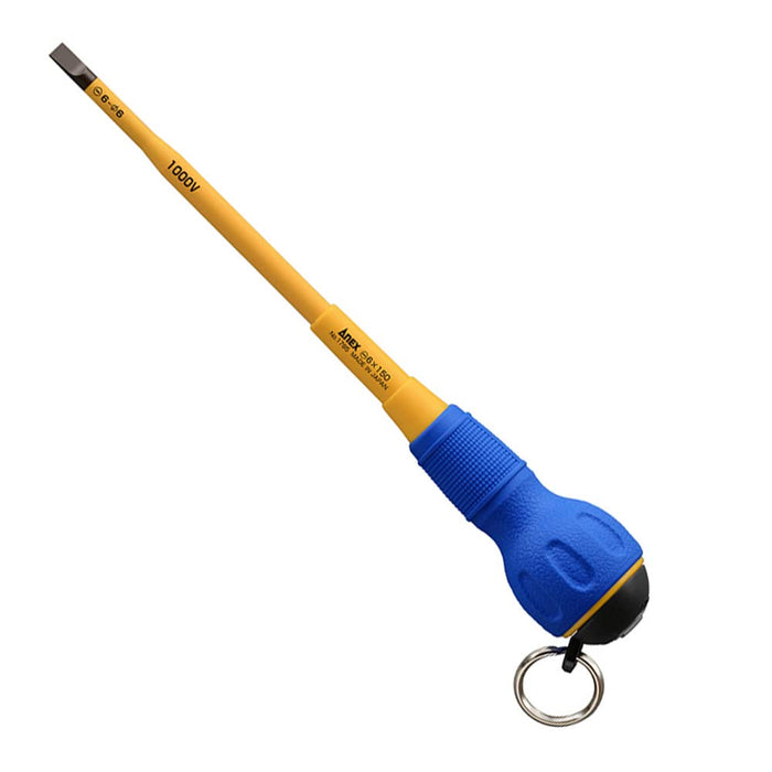 Anex 1000V Compatible Insulated Screwdriver with Drop Prevention Slim Tip 6X150 No.1785-Kiichin - The #1 Place for Japanese Goods in Your Hand!