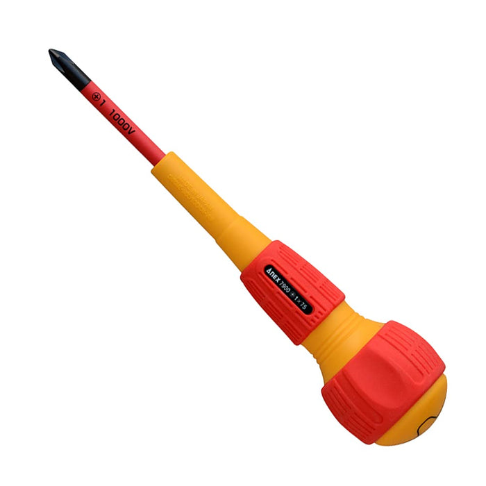 Anex Insulated Screwdriver 1000V Compatible Slim Tip +1x75 No.7900 Tool