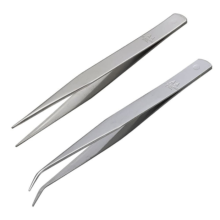 Anex Stainless Steel Tweezer Set Straight/Curved 125mm AA-Type 2-Piece