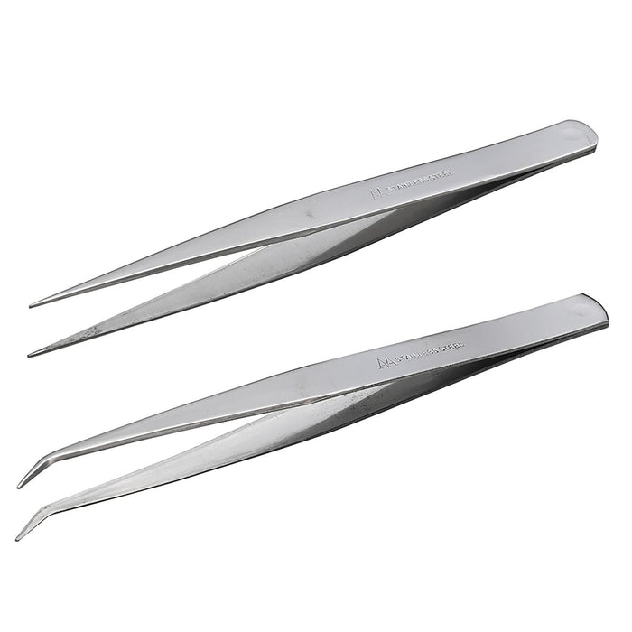 Anex Stainless Steel Tweezers Set ATW-S4 Tool 150mm AA Type (Straight/Bent Tip)