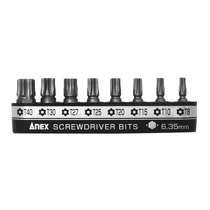 Anex Ultra Short Bit Hexlobe with Holder Set of 8 (T8-T40) AK-51P-B8T Tool