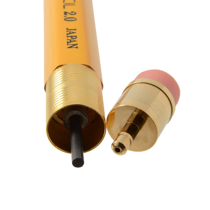 Ohto 2.0 Yellow Mechanical Pencil with Wooden Shaft and Eraser Aps-680E-Yl