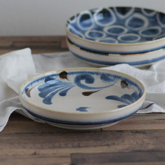 Awasaka Brush Blue Arabesque Pasta Bowl Parallel Import Durable Design-Kiichin - The #1 Place for Japanese Goods in Your Hand!