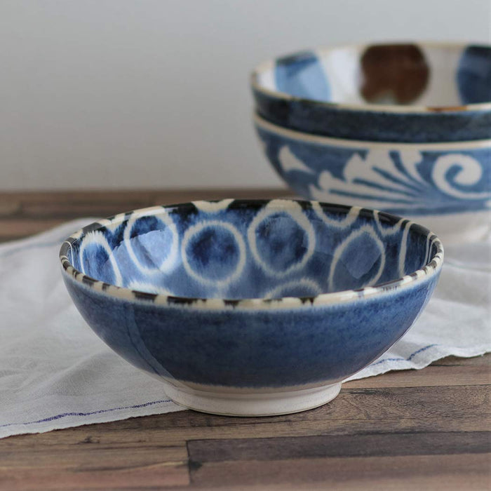 Awasaka Brush Blue 100 Round Noodle Bowl Parallel Import Edition-Kiichin - The #1 Place for Japanese Goods in Your Hand!