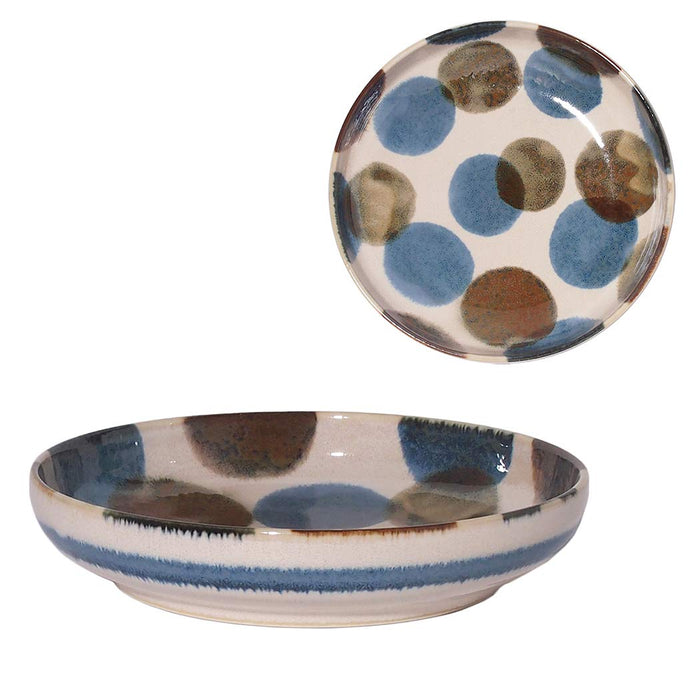 Awasaka Brush Blue Dotted Pasta Bowl Parallel Import-Kiichin - The #1 Place for Japanese Goods in Your Hand!