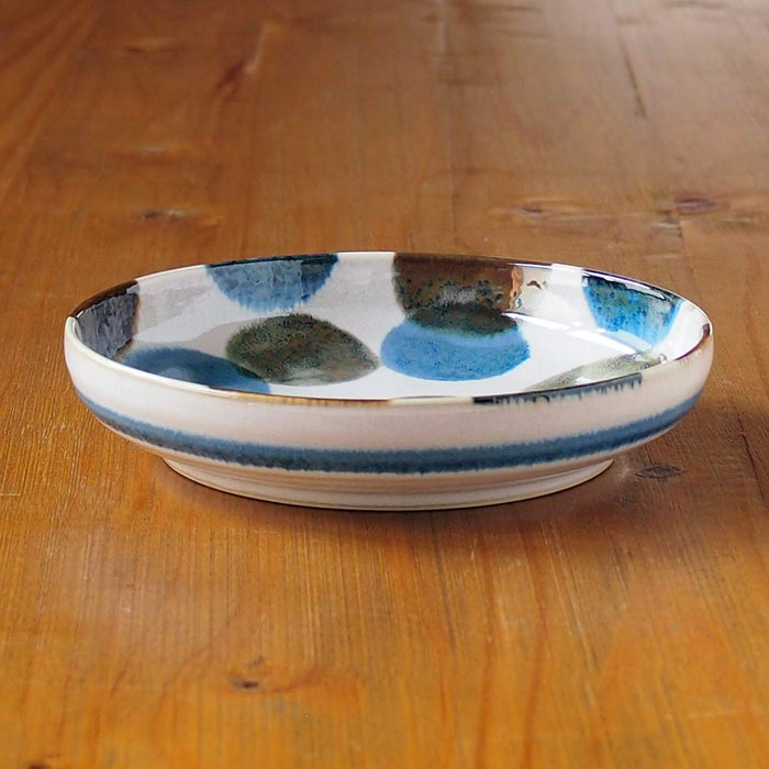Awasaka Brush Blue Dotted Pasta Bowl Parallel Import-Kiichin - The #1 Place for Japanese Goods in Your Hand!