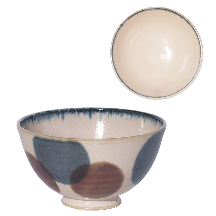 Awasaka Blue Dotted Rice Bowl Brush Design-Kiichin - The #1 Place for Japanese Goods in Your Hand!