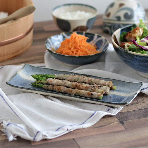 Awasaka Blue Dotted Rice Bowl Brush Design-Kiichin - The #1 Place for Japanese Goods in Your Hand!