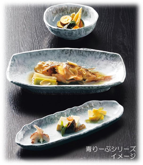 Santo Banko Ware Blue Ribbon No. 8 Oval Plate 17x24cm Microwave Safe Japan