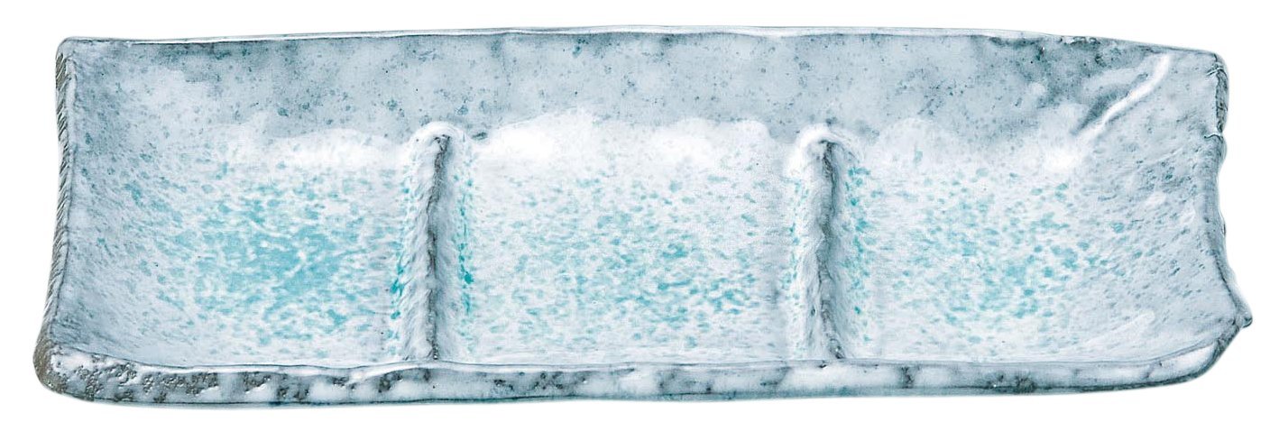 Santo Banko Ware Blue Ribe 3-Compartment Plate 21Cm Microwave Safe Japan