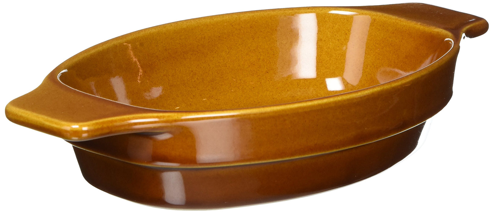 Santo Banko Ware Gratin Dish Brown 21.5cm Large Handle Ceramic Japan Safe