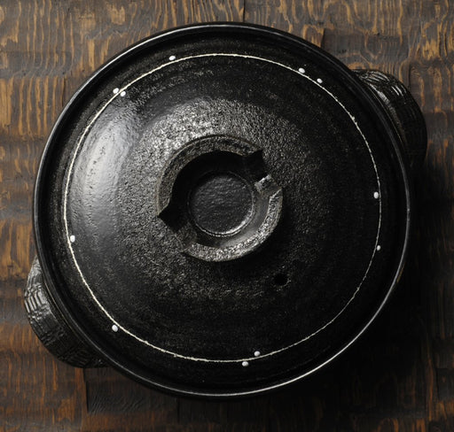 Santo Banko Ware No. 9 Earthenware Pot for 3-4 People Black Glaze Japan Made-Kiichin - The #1 Place for Japanese Goods in Your Hand!
