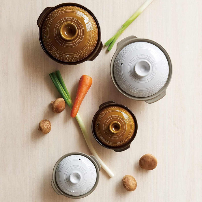 Santo Banko Ware Earthenware Pot No. 8 Medium 1500ML Brown Japan Made