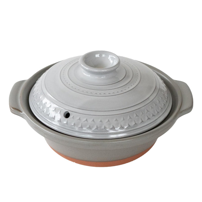 Santo Banko Ware No. 6 Earthenware Pot 700ml Microwave Safe Gray Japan Made