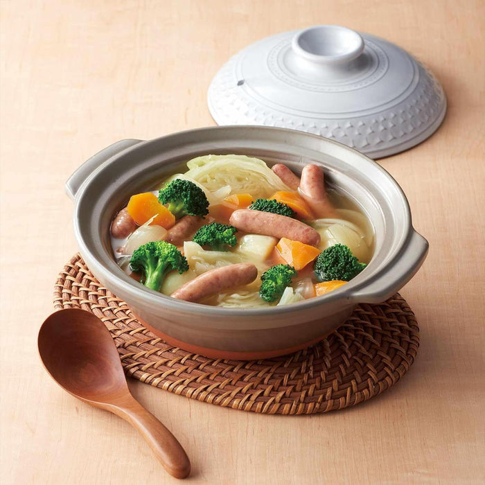 Santo Banko Ware No. 6 Earthenware Pot 700ml Microwave Safe Gray Japan Made