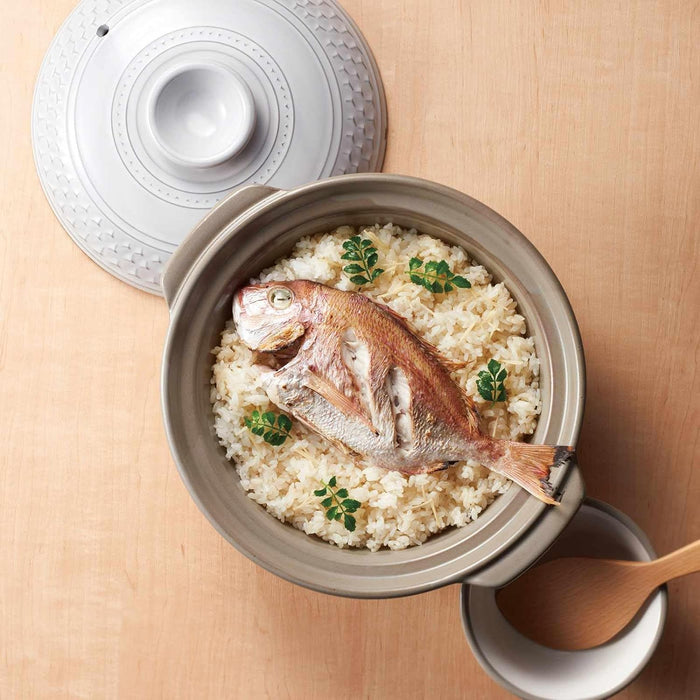 Santo Banko Ware No. 6 Earthenware Pot 700ml Microwave Safe Gray Japan Made