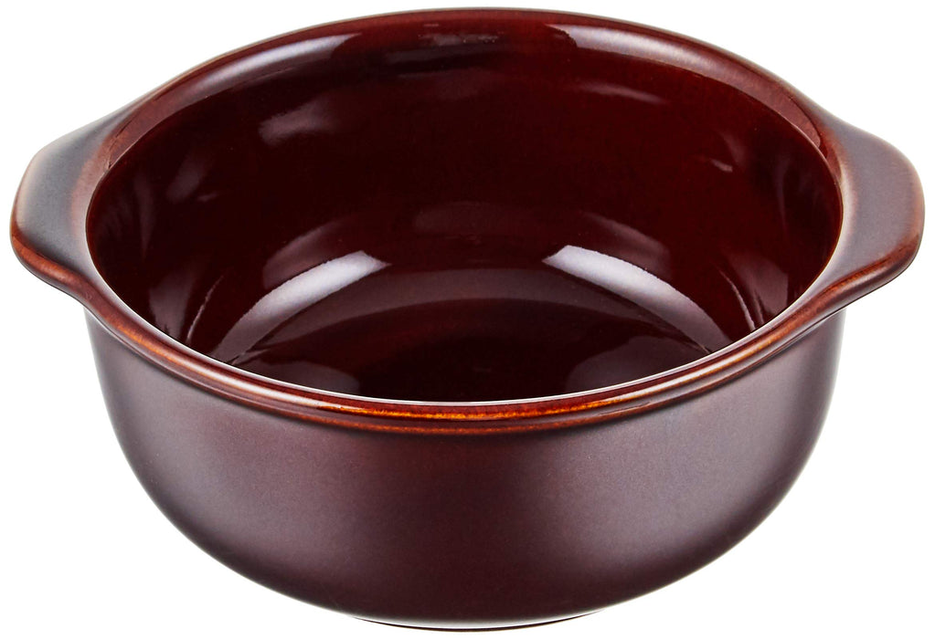 Santo Banko Ware Oven-Safe Brown Ceramic Soup Plate 13cm Japan 06284