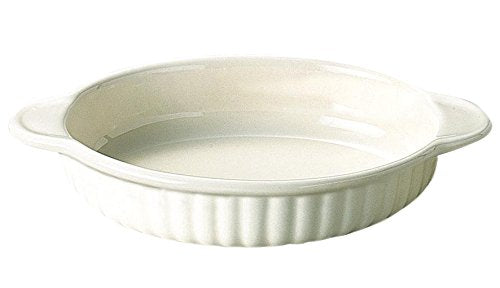Santo Banko Ware Oven-Safe 23Cm Gratin Dish White Stripes Microwave Japan-Kiichin - The #1 Place for Japanese Goods in Your Hand!