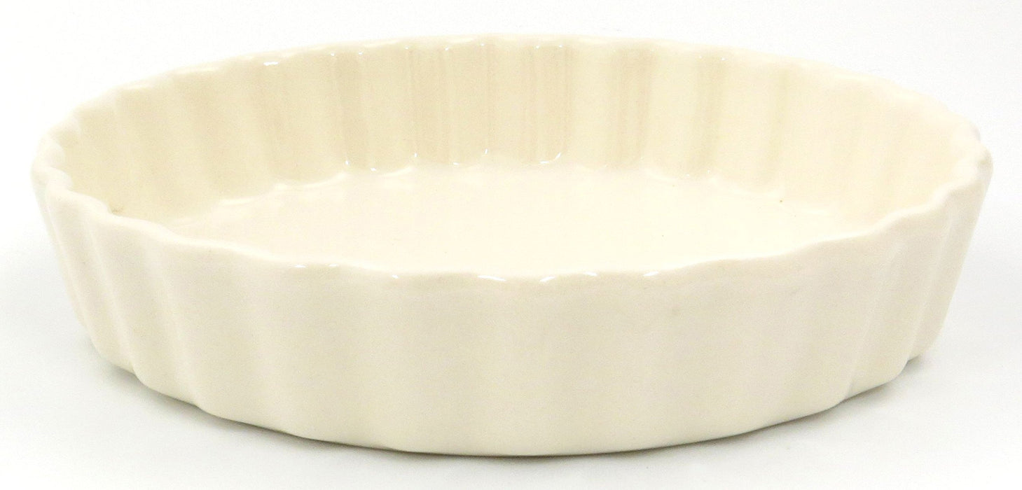 Santo Banko Ware Small Quiche Gratin Dish 15.5Cm White Stripes Microwave Safe-Kiichin - The #1 Place for Japanese Goods in Your Hand!