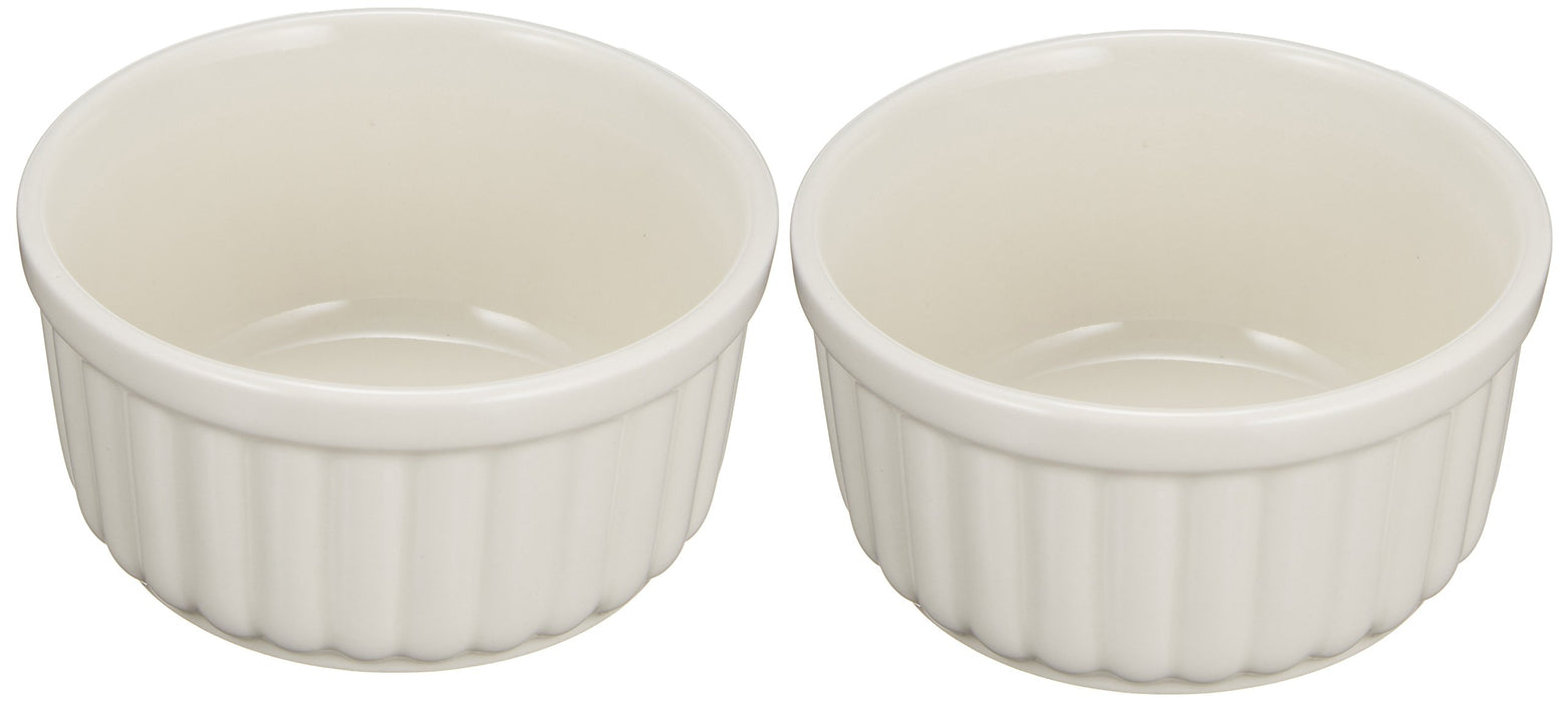 Santo Large Banko Ware Oven-Safe SoufflÃ© Cocotte Set White Stripes 10cm