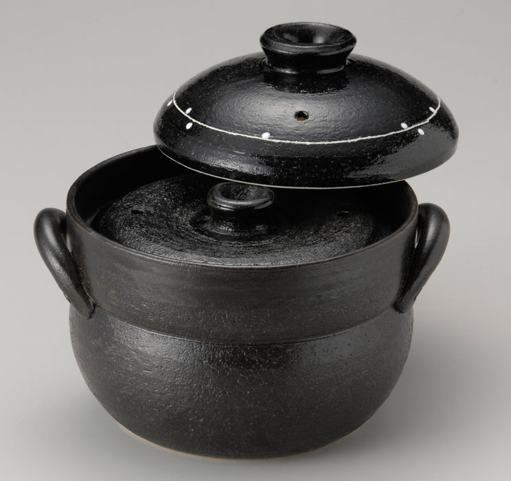 Santo Banko Ware Rice Cooker 4 Cups Black Glaze Pattern Model 13665-Kiichin - The #1 Place for Japanese Goods in Your Hand!